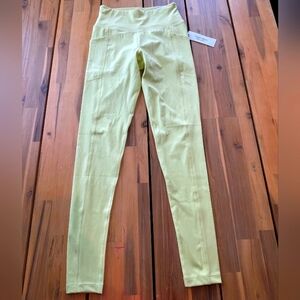 Nwt Calvin Klein Performance Women's High-Waisted Yellow‎ Green Pocket Leggings